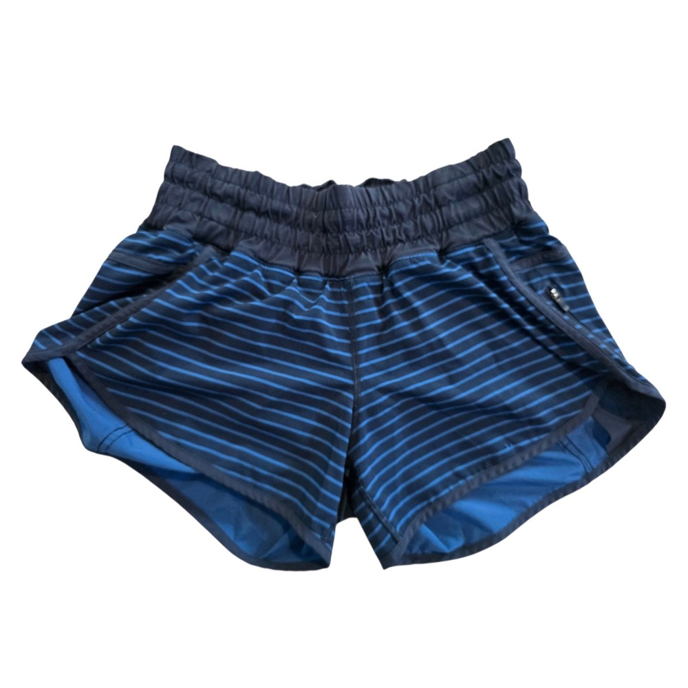 Lululemon Tracker Short IV Navy Blue Striped Running Athletic Shorts Size 4
